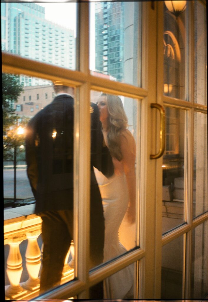 bride and groom sharing a moment in private away from the crowd at their nashville wedding