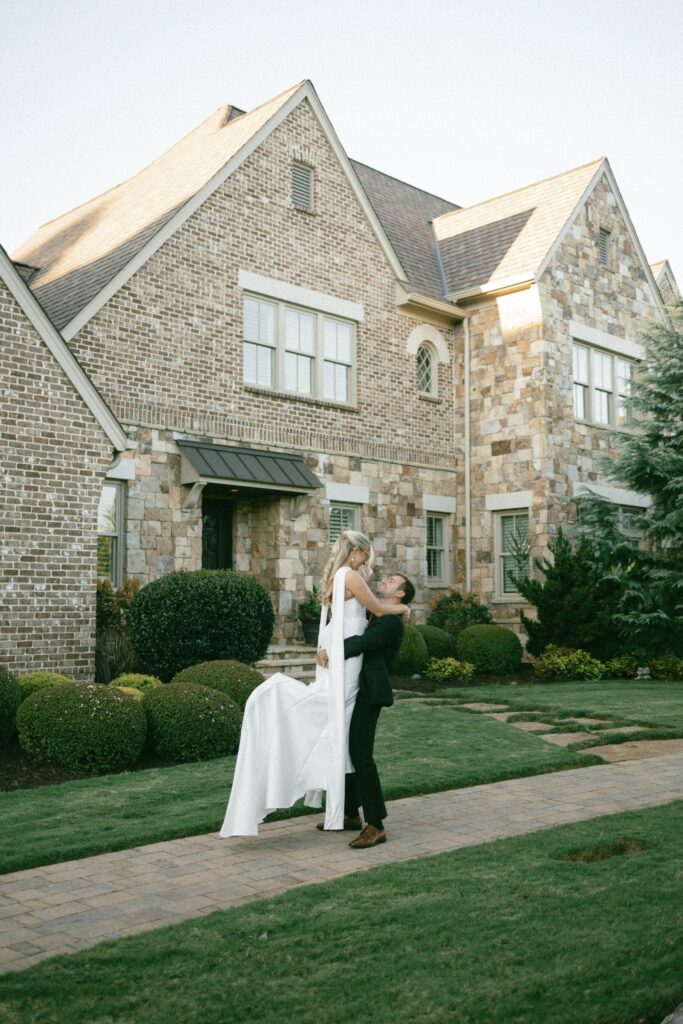 bride and groom sharing a loving moment at their nashville wedding venue