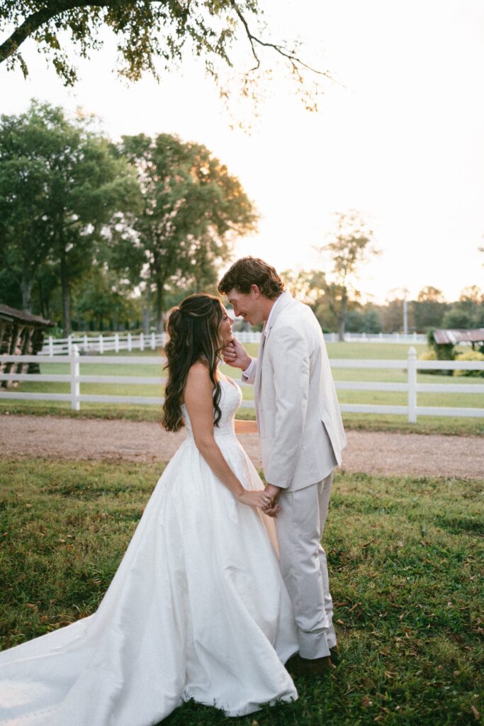 bride and groom staring into each other's eyes at their nashville wedding venue