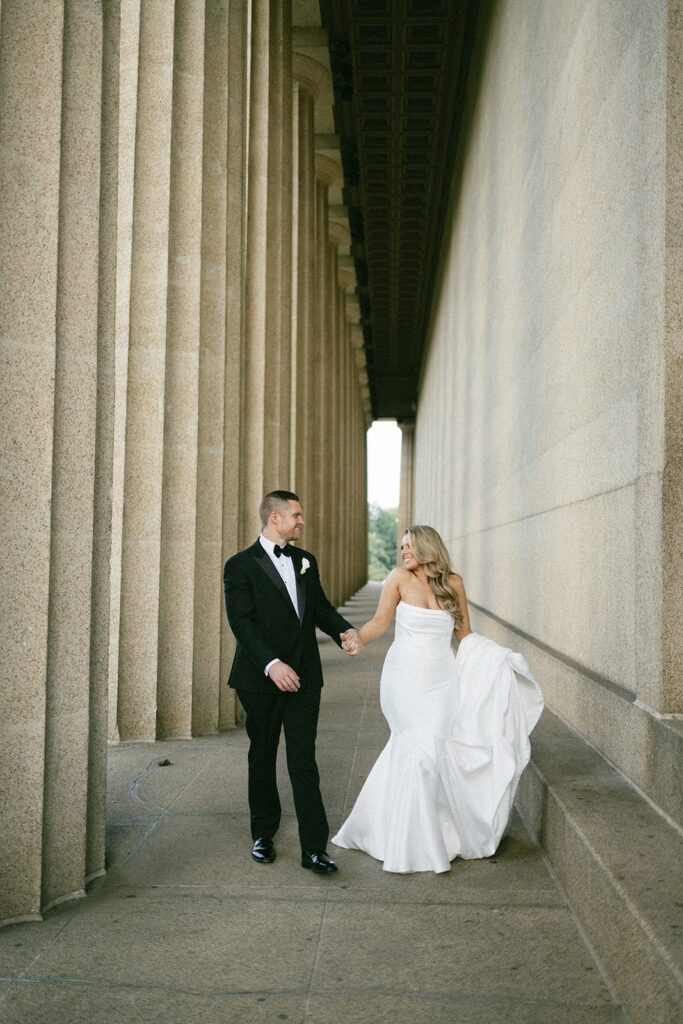 photograph of bride and groom sharing a playful moment during their nashville wedding