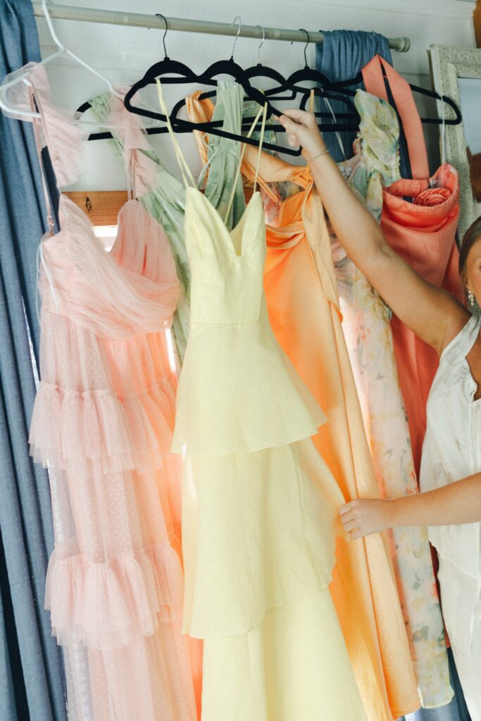 pink, yellow, orange, an dpeach bridesmaid dresses at a nashville wedding