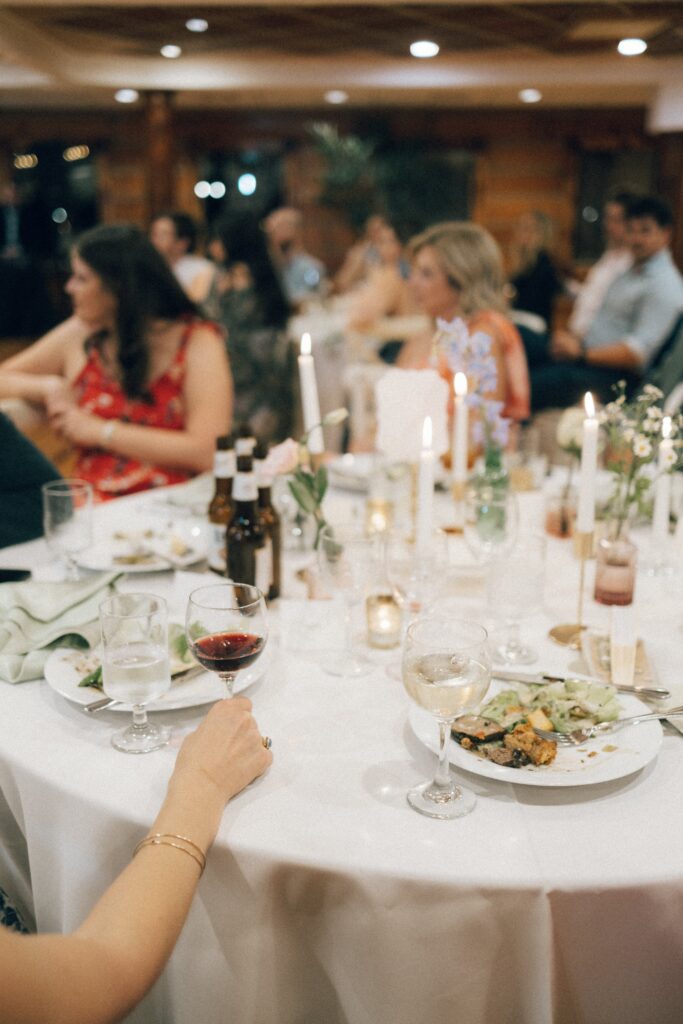 candid photo of guests at a nashville wedding round table