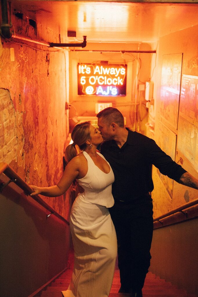 bride and groom sharing a private kiss during their nashville wedding