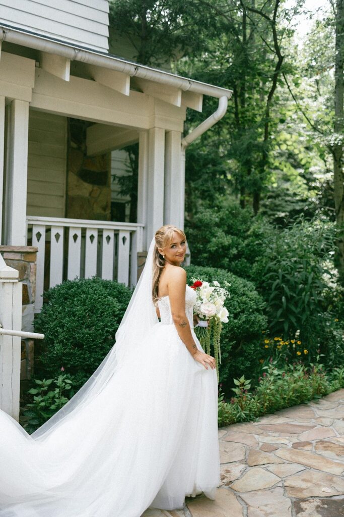 outdoor bridal portrait at a private residence photographed by one of the top nashville wedding photographers in nashville tennessee