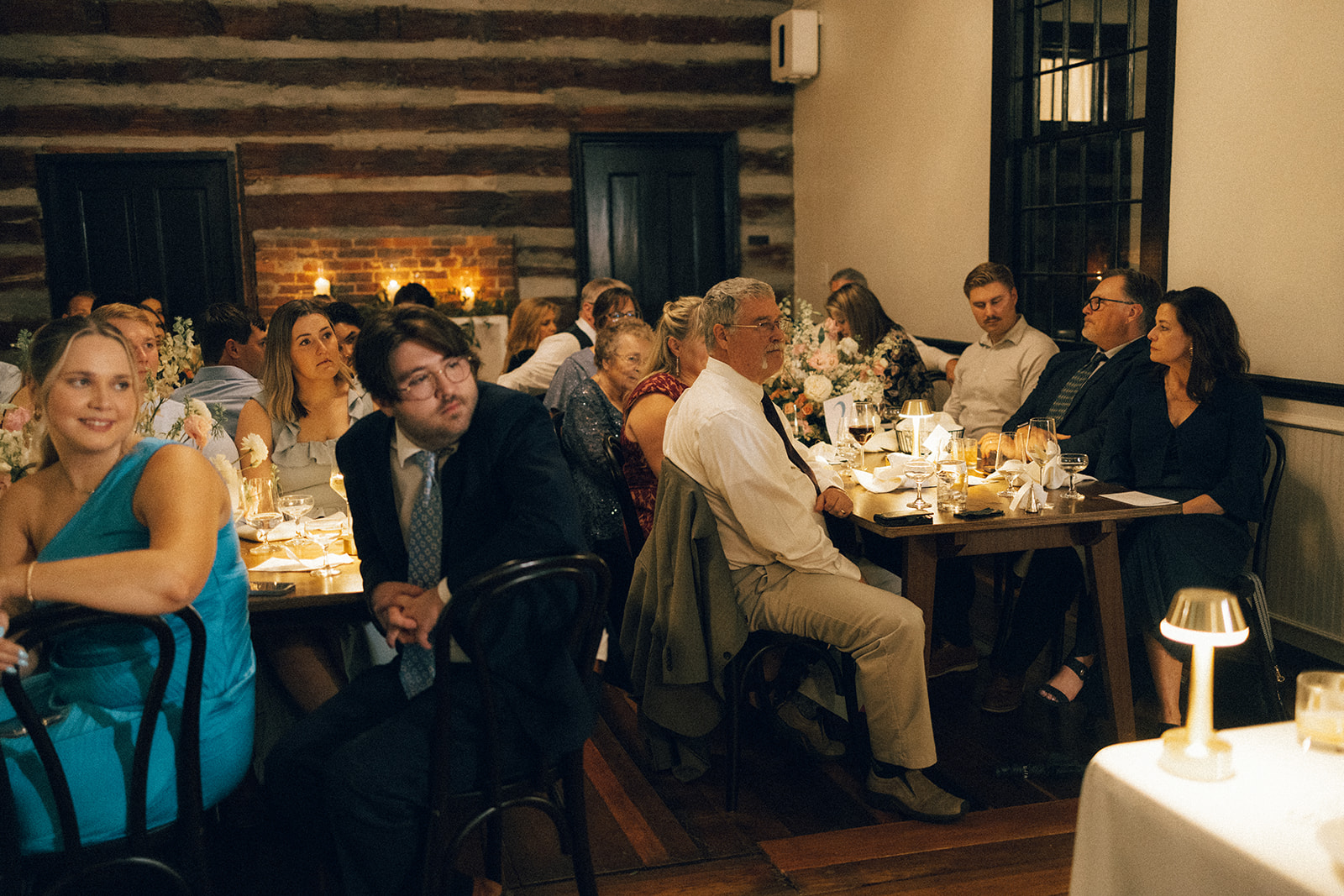 wedding guests during an intimate reception dinner at the estelle wedding venue in nashville