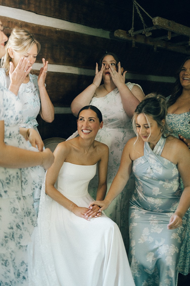 documentary-style wedding photography photos of the bride with her bridesmaids